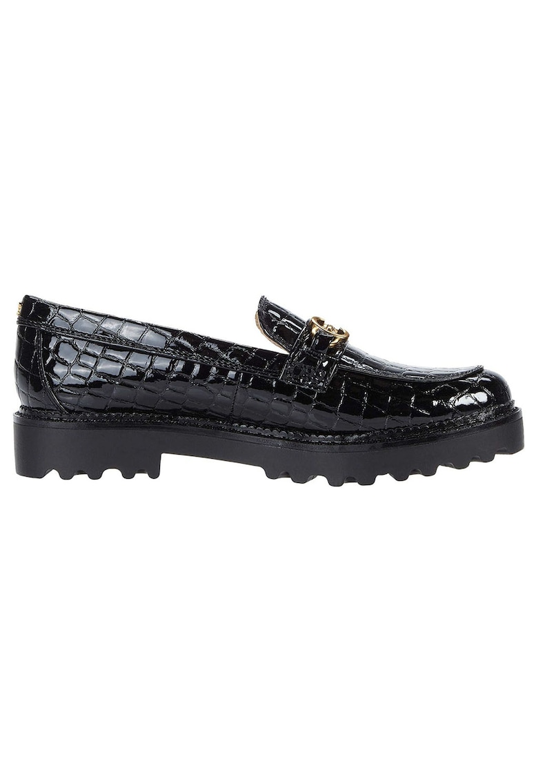 Pantofi loafer de piele ecologica - cu model piele de reptila Deana