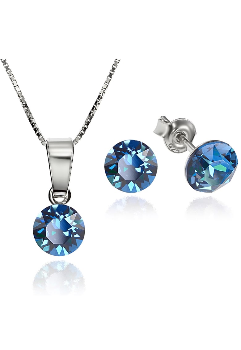 Set Argint 925 placat cu rodiu cu cristale Swarovski® Xirius 6mm Surub + Lant