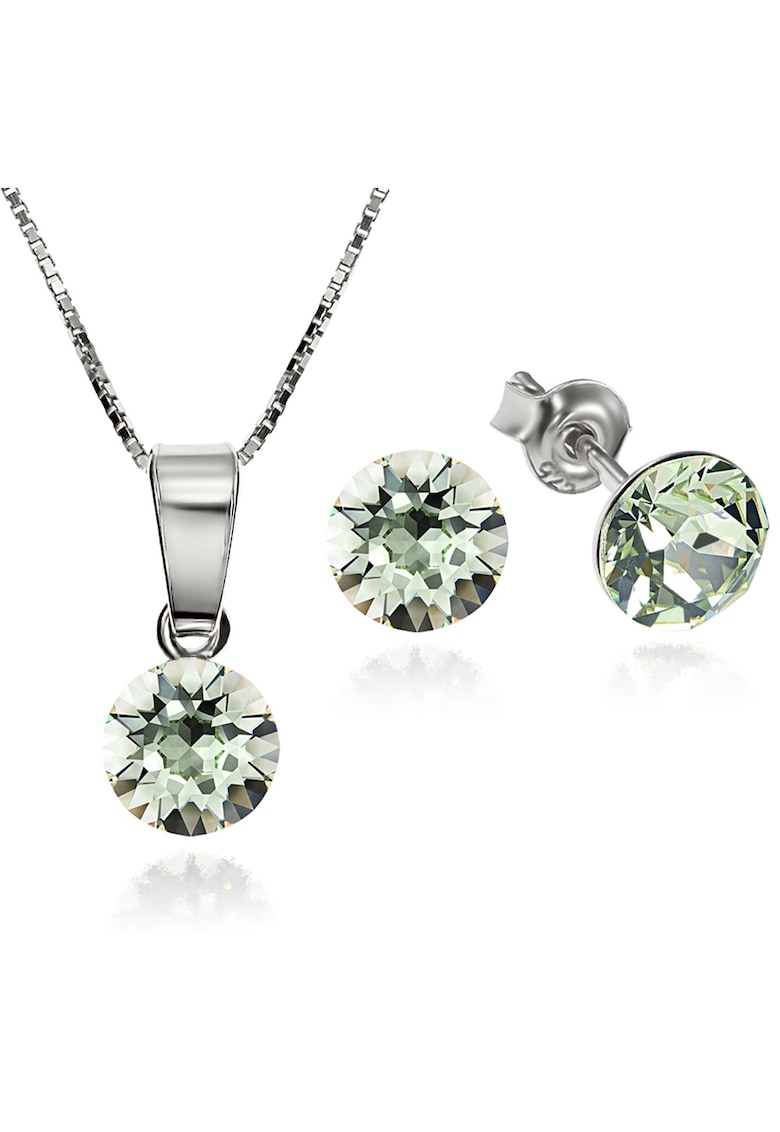 Set Argint 925 placat cu rodiu cu cristale Swarovski® Xirius Chrysolite 6mm Surub + Lant