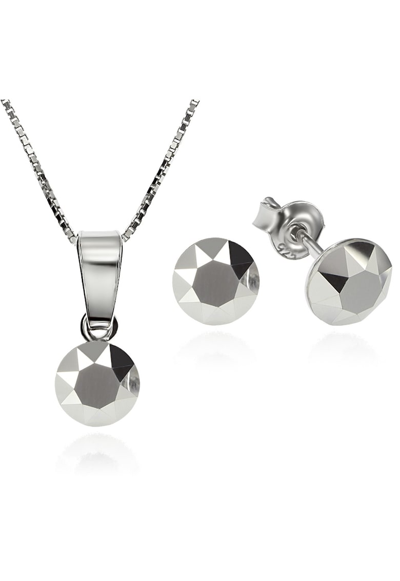 Set Argint 925 placat cu rodiu cu cristale Swarovski® Xirius Light Chrome 6mm Surub + Lant