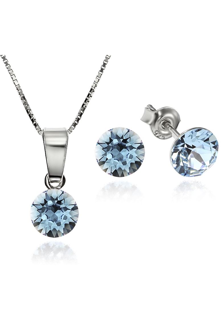 Set Argint 925 placat cu rodiu cu cristale Swarovski® Xirius 6mm Surub + Lant