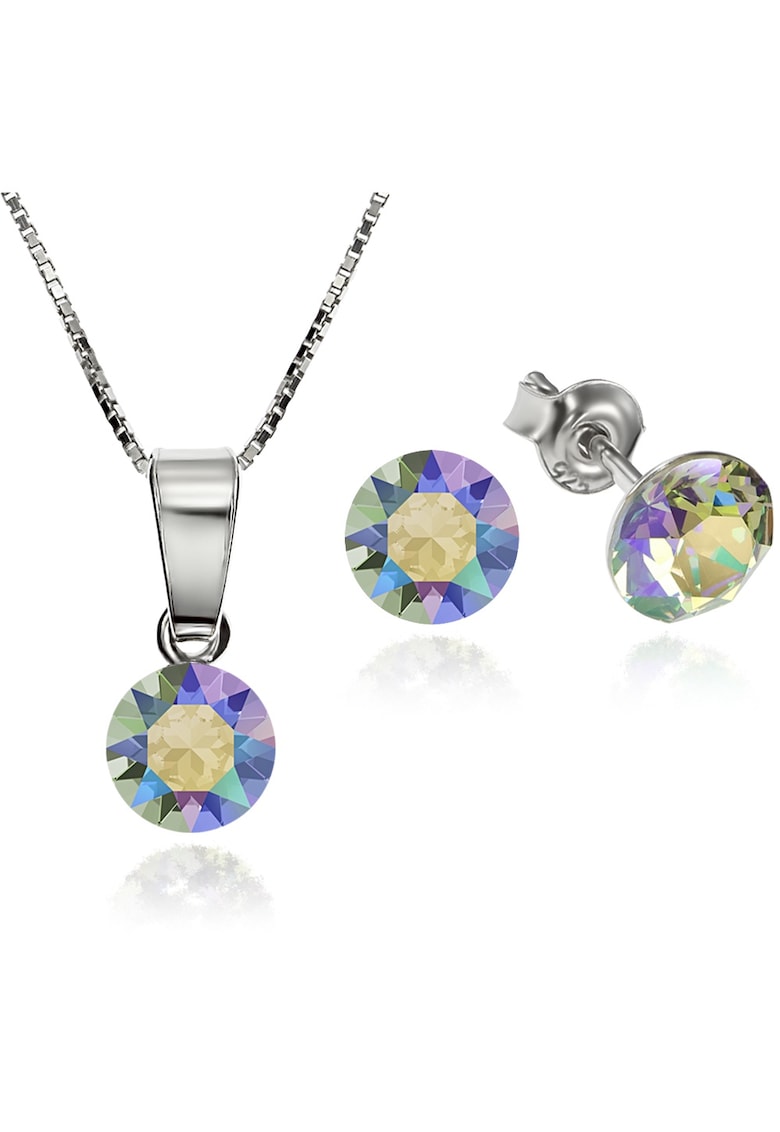 Set Argint 925 placat cu rodiu cu cristale Swarovski® Xirius Paradise Shine 6mm Surub + Lant