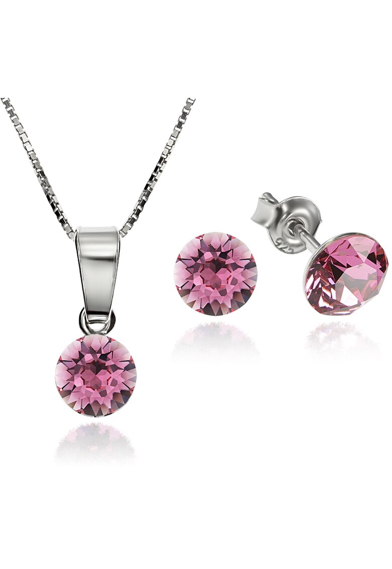 Set Argint 925 placat cu rodiu cu cristale Swarovski® Xirius Rose 6mm Surub + Lant