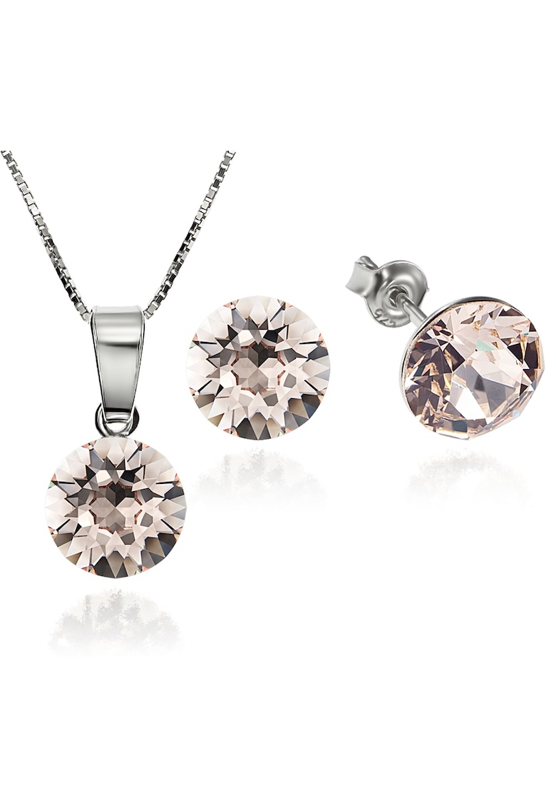 Set Argint 925 placat cu rodiu cu cristale Swarovski® Xirius Silk 8mm Surub + Lant