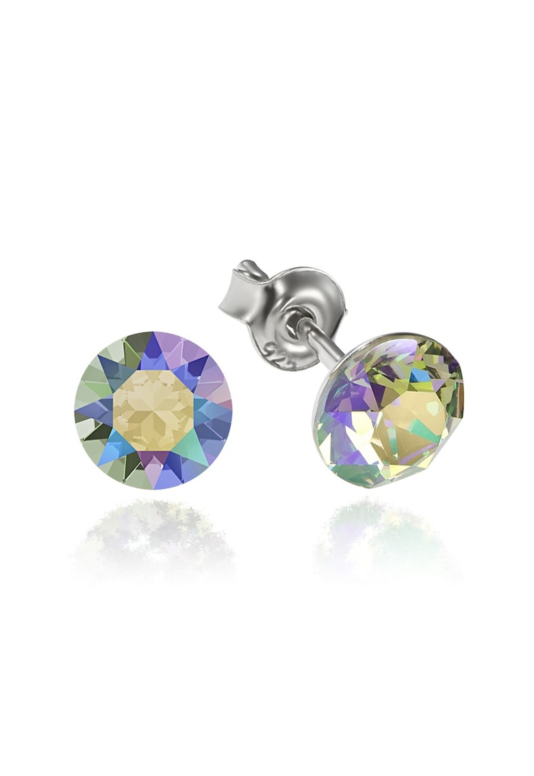 Cercei Argint 925 placat cu rodiu cu cristale Swarovski® Xirius 6mm - Mov pal