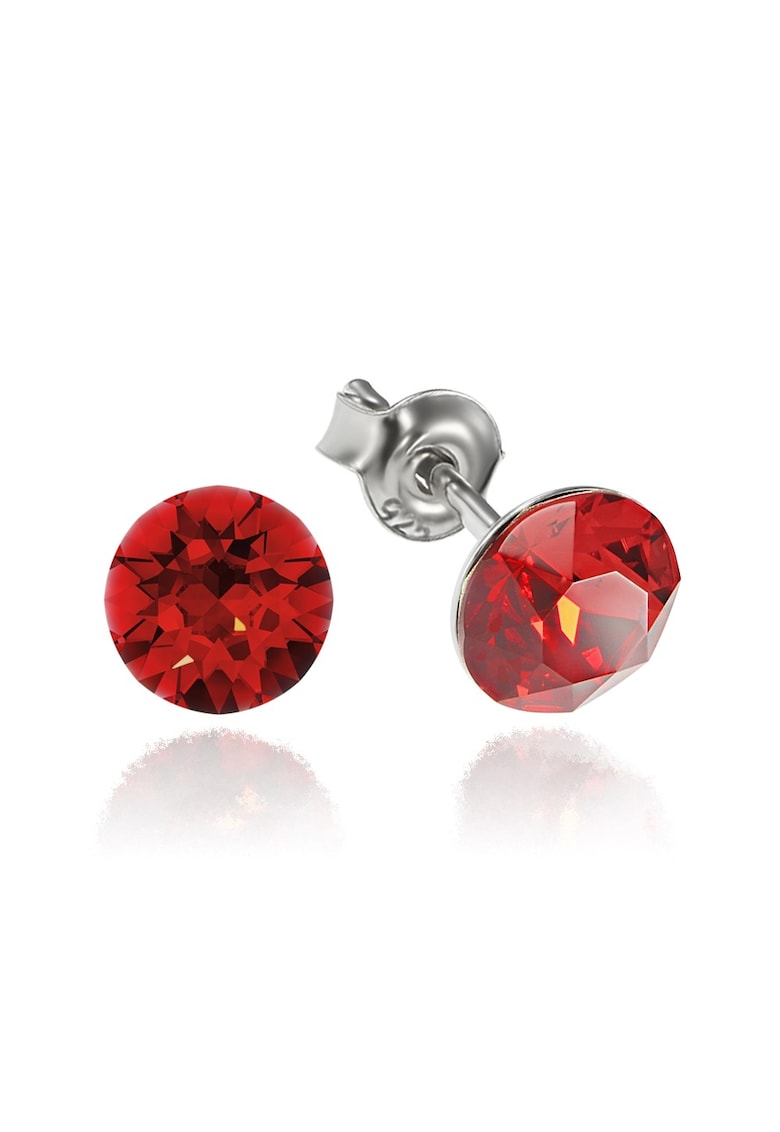 Cercei Argint 925 placat cu rodiu cu cristale Swarovski® Xirius 6mm - Rosu