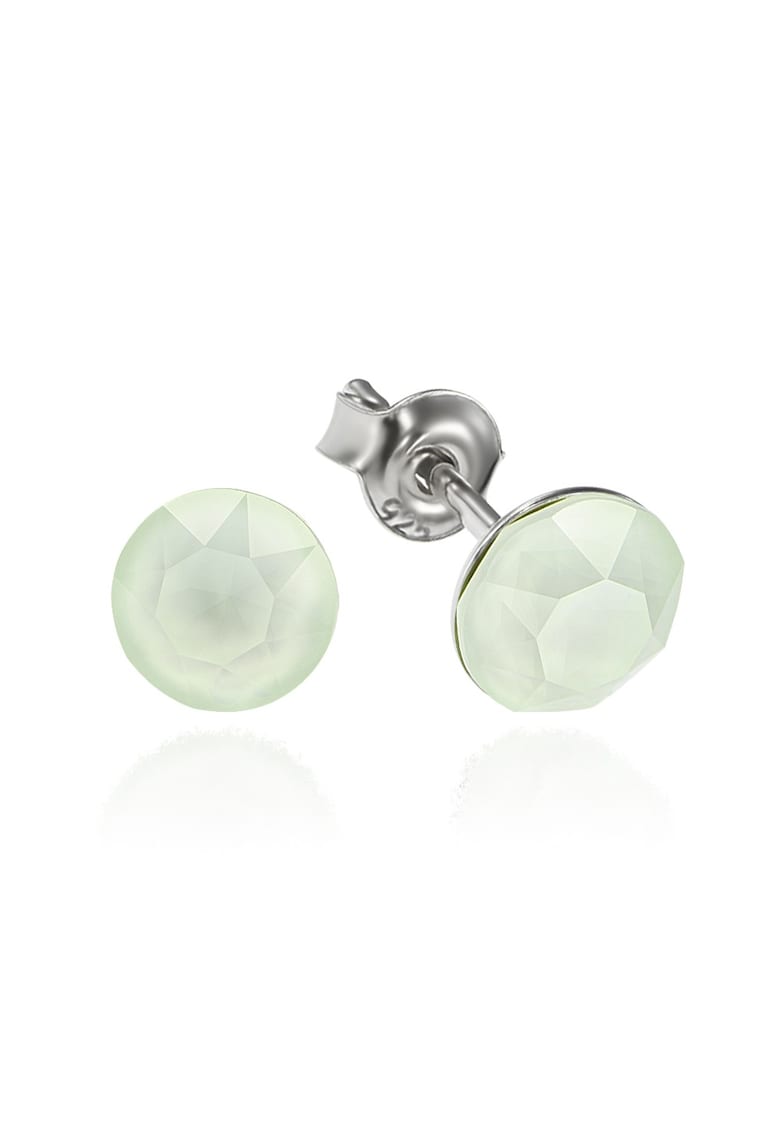 Cercei Argint 925 placat cu rodiu cu cristale Swarovski® Xirius 6mm - Verde pal