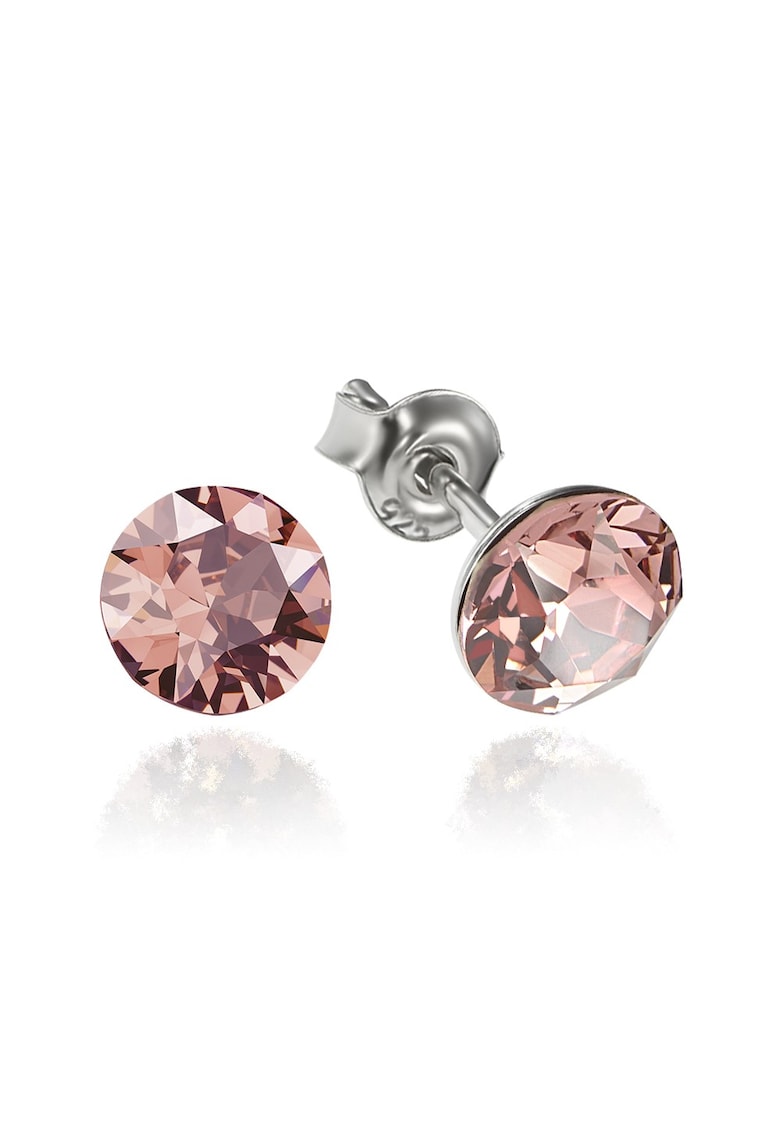 Cercei Argint 925 placat cu rodiu cu cristale Swarovski® Xirius 6mm - Roz champagne