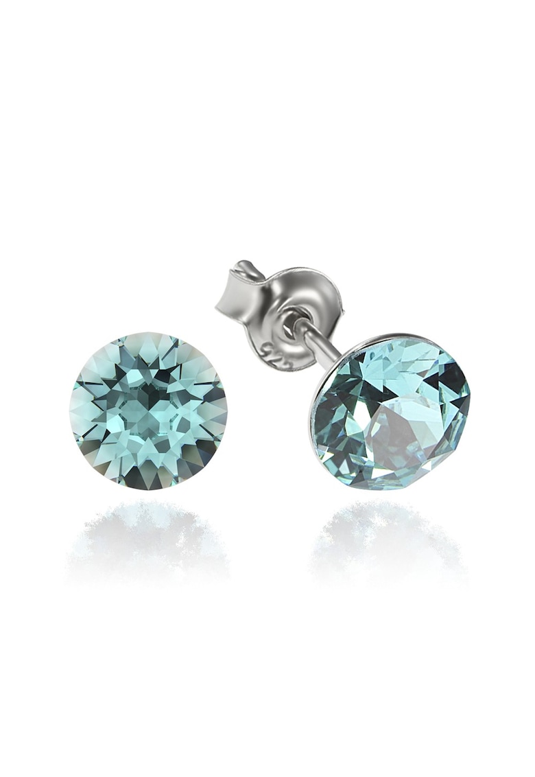 Cercei Argint 925 placat cu rodiu cu cristale Swarovski® Xirius 6mm - Turcoaz