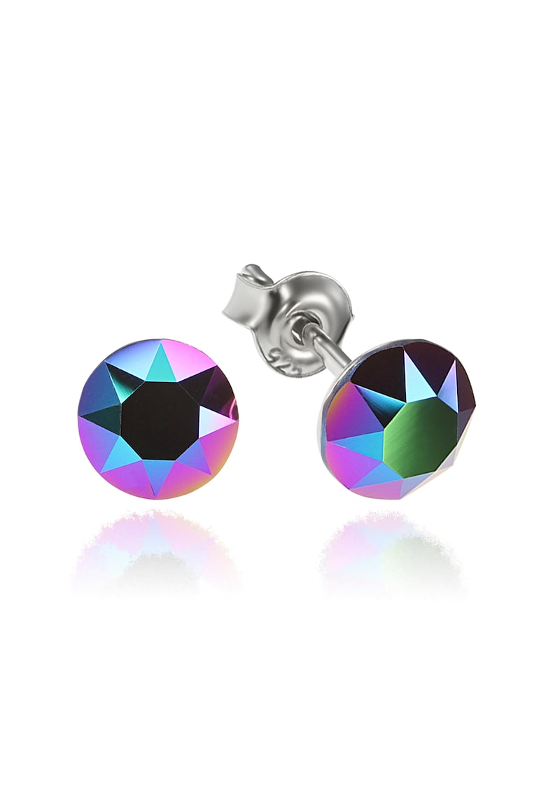 Cercei Argint 925 placat cu rodiu cu cristale Swarovski® Xirius 6mm - Mov inchis