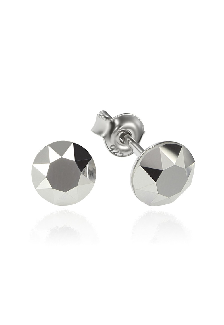 Cercei Argint 925 placat cu rodiu cu cristale Swarovski® Xirius 6mm - Gri