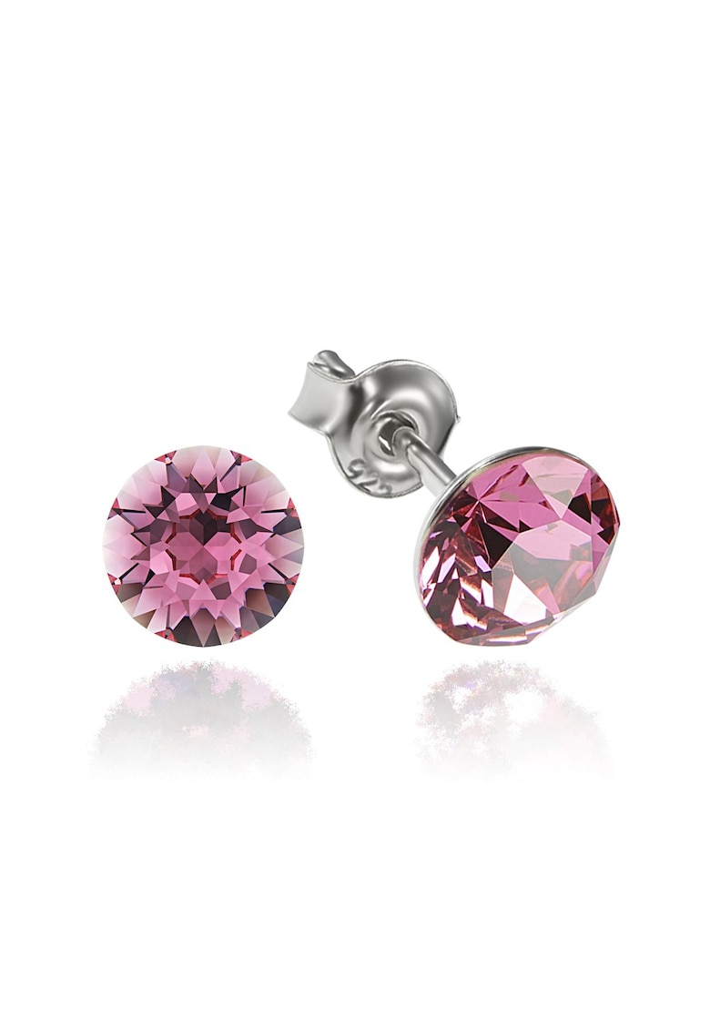 Cercei Argint 925 placat cu rodiu cu cristale Swarovski® Xirius Rose 6mm Surub