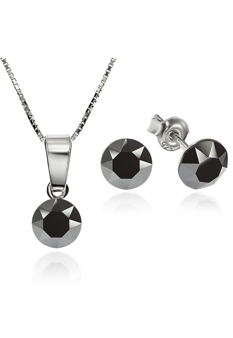 Set Argint 925 placat cu rodiu cu cristale Swarovski® Xirius 6mm Surub + Lant