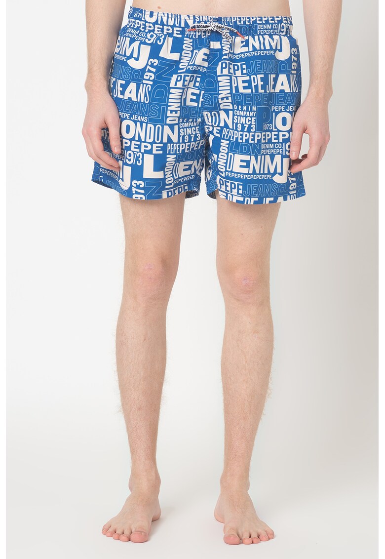 Pantaloni scurti de baie cu model logo Alex