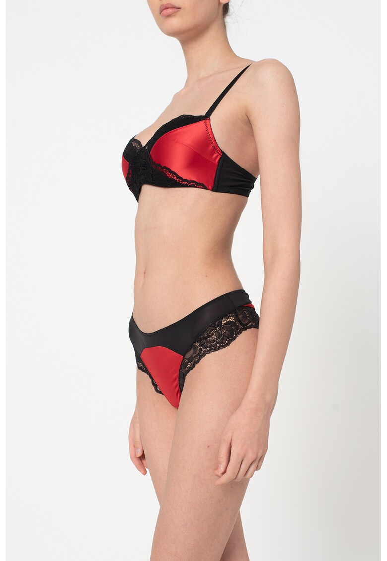 Sutien de satin cu insertii de dantela