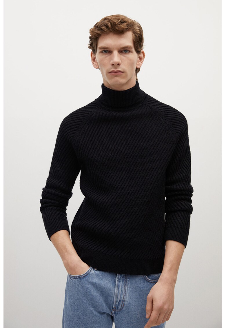 Pulover striat cu guler inalt Gaston