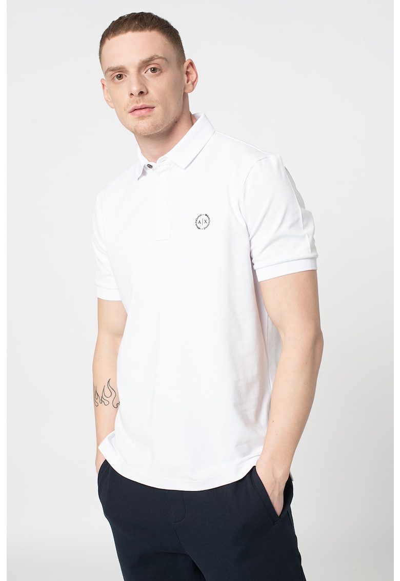 Tricou polo slim fit cu logo discret