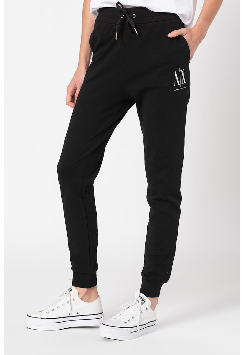 Pantaloni sport conici cu snur in talie