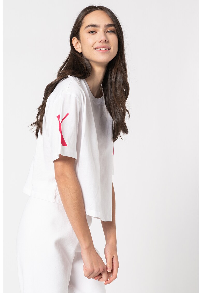 Tricou crop cu logo supradimensionat