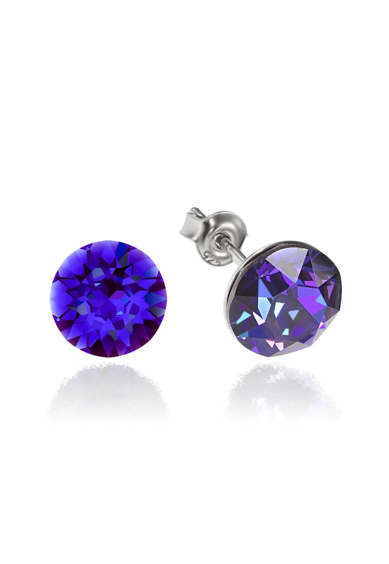 Cercei Argint 925 placat cu rodiu cu cristale Swarovski® Xirius 8mm - Mov inchis