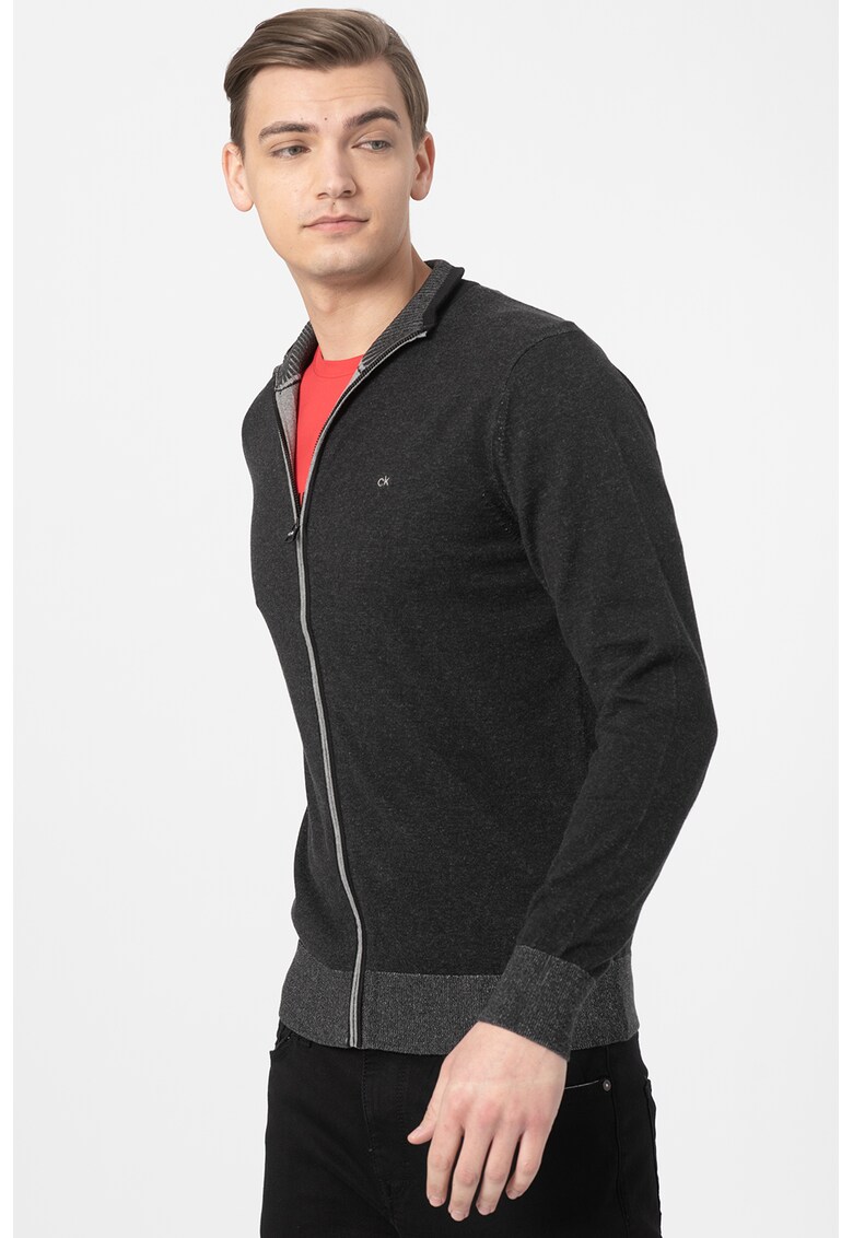 Cardigan din amestec de matase - cu fermoar