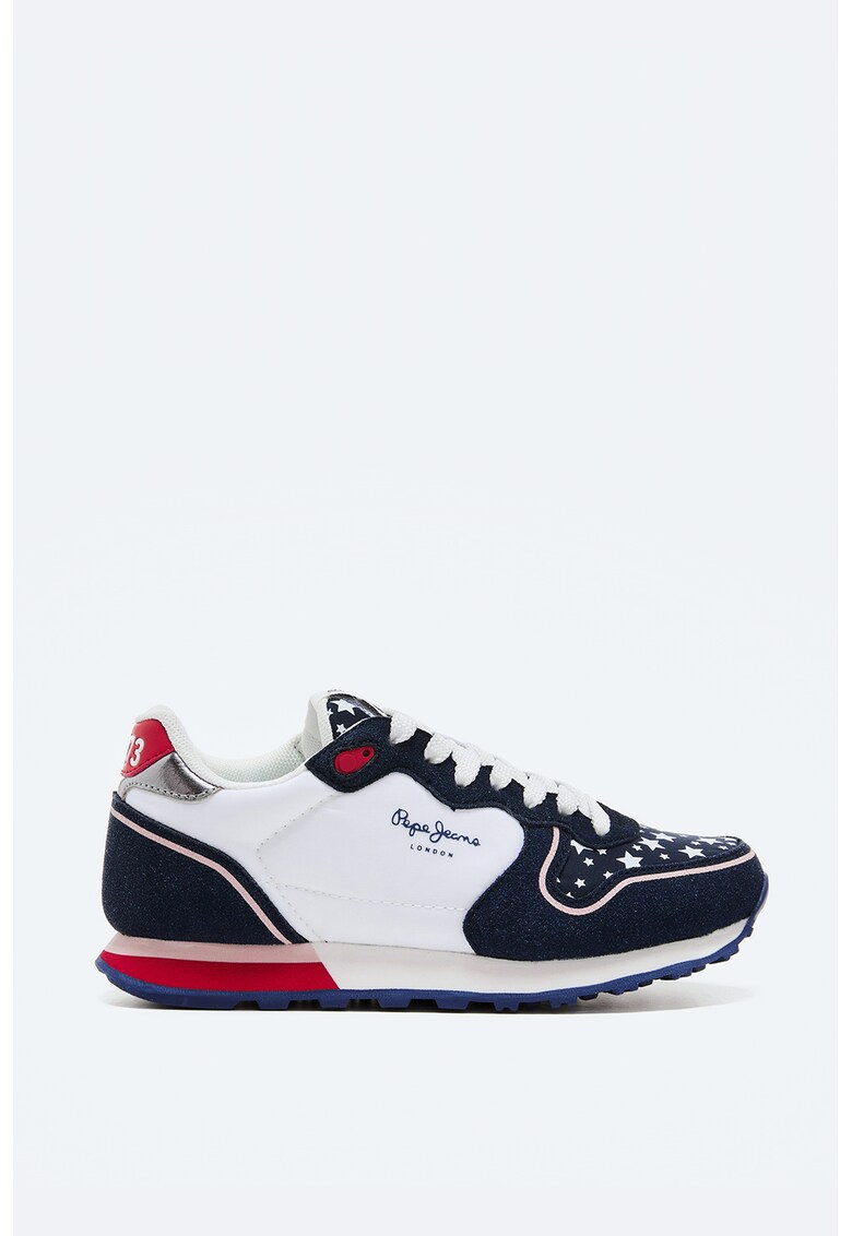 Pantofi sport cu model colorblock si imprimeu cu stele