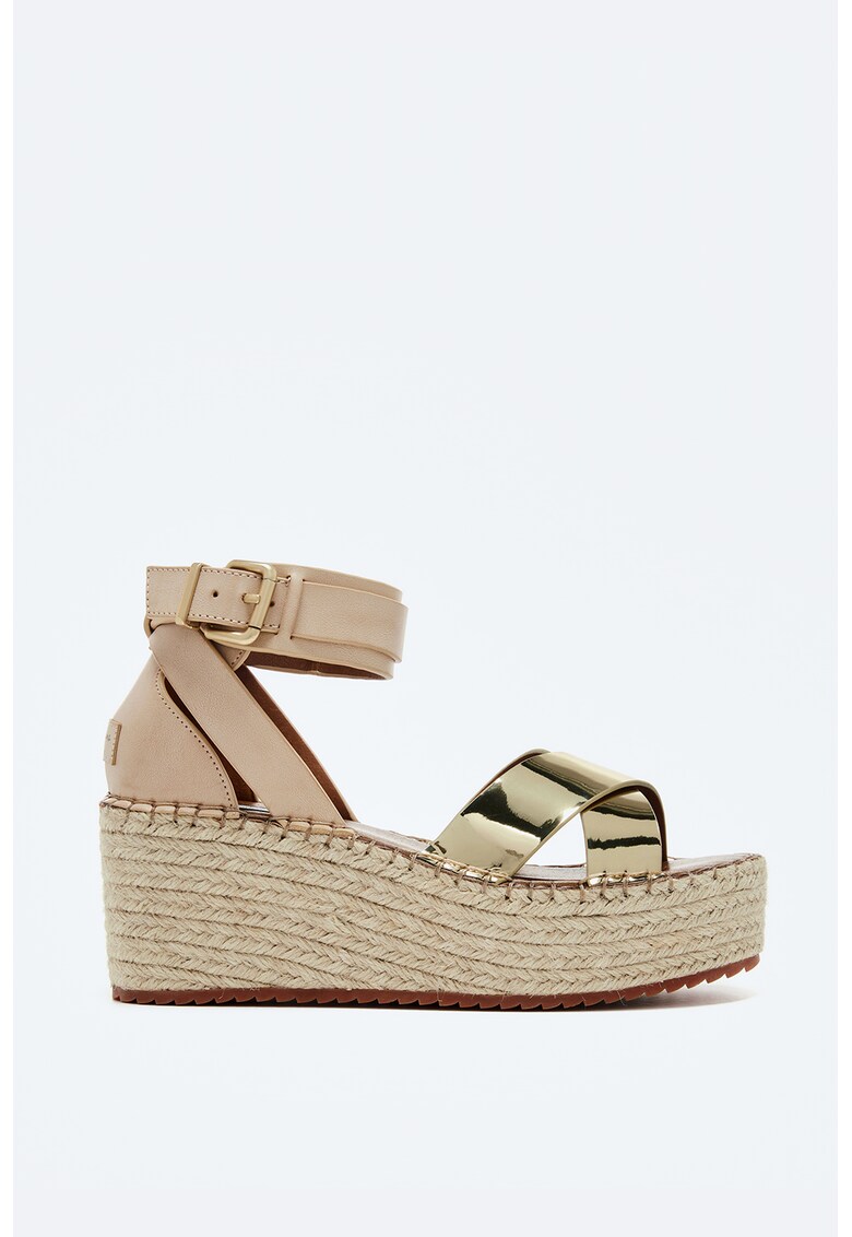 Sandale wedge tip espadrile din piele ecologica