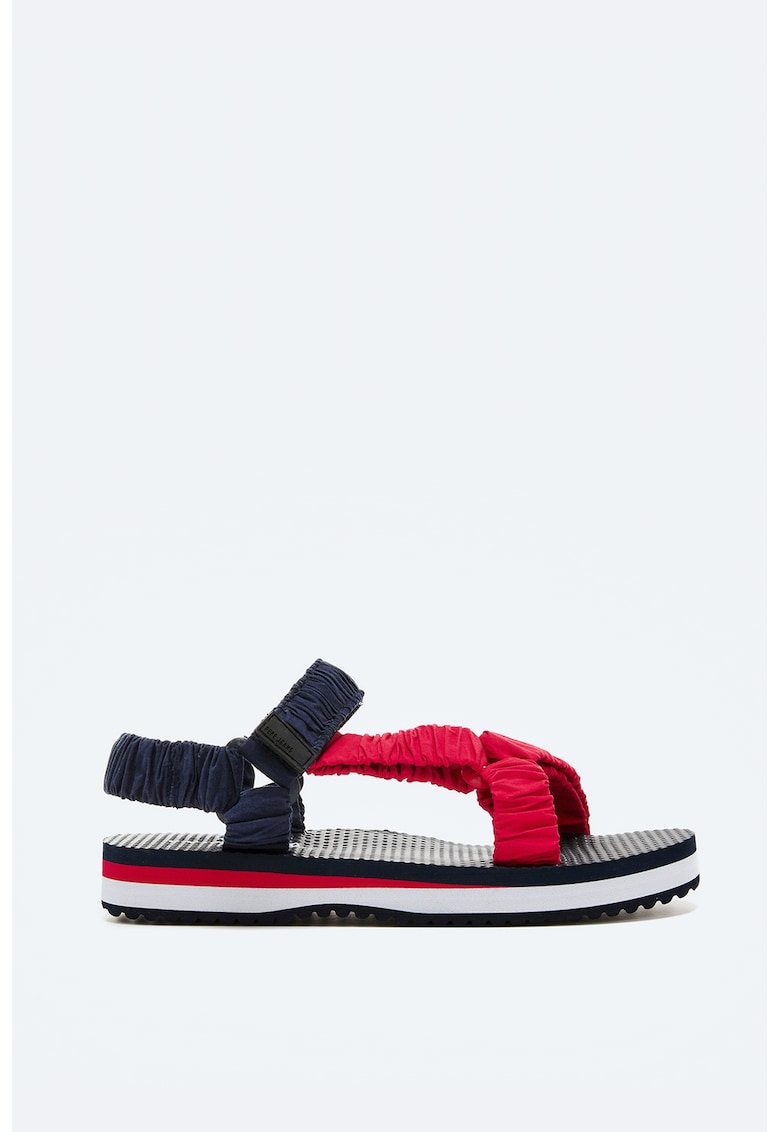 Sandale cu inchidere velcro si aspect contrastant