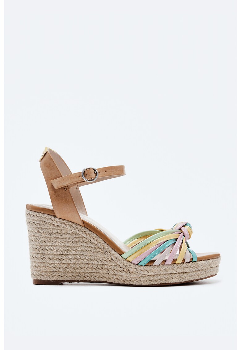 Sandale wedge tip espadrile cu detaliu nod
