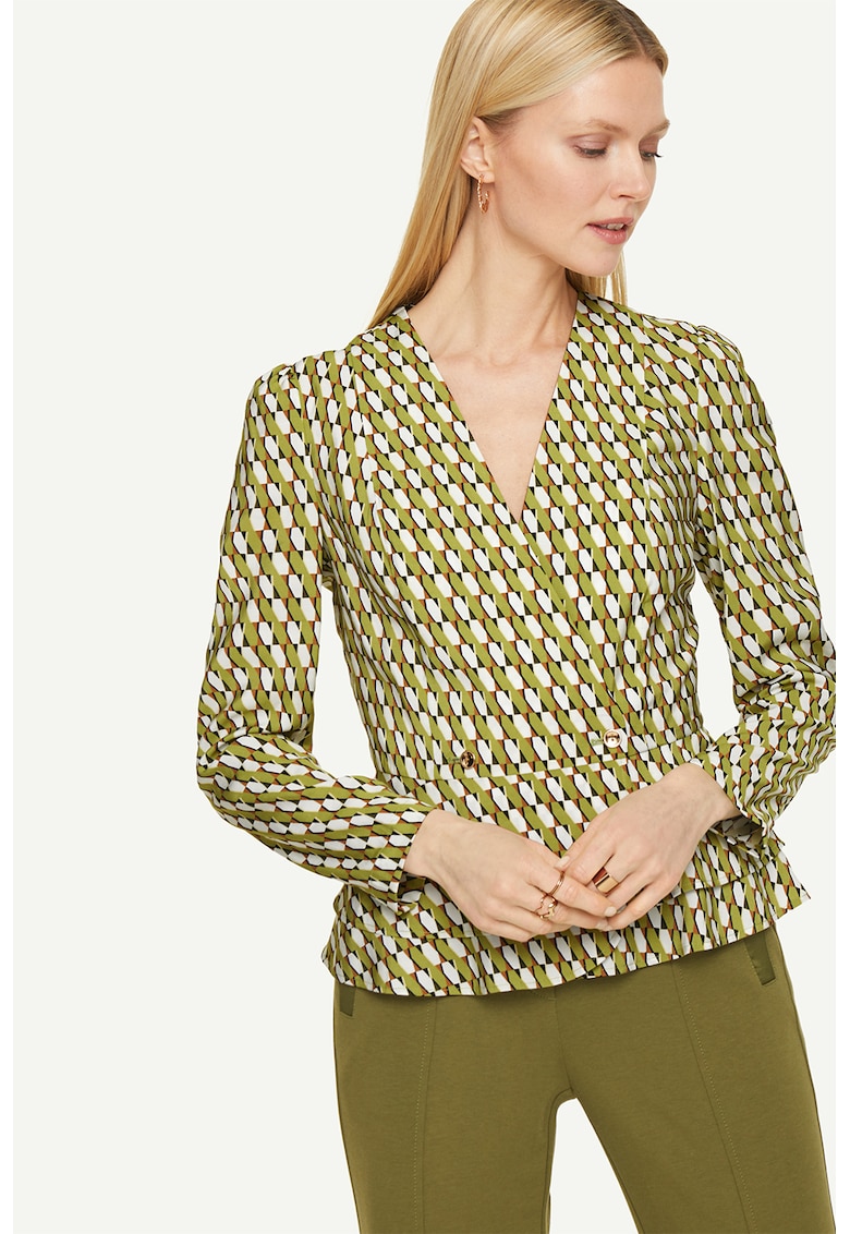 Bluza cu decolteu cache-coeur si model geometric comma imagine noua