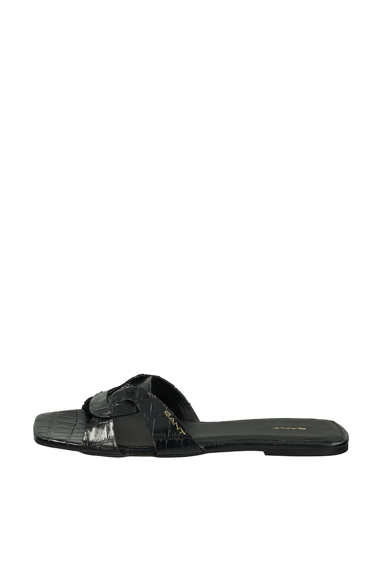 Papuci din piele cu aspect de piele de crocodil