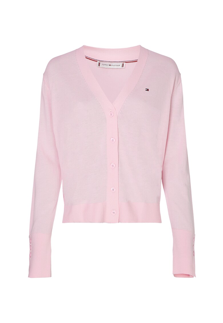 Cardigan tricotat fin din amestec de bumbac