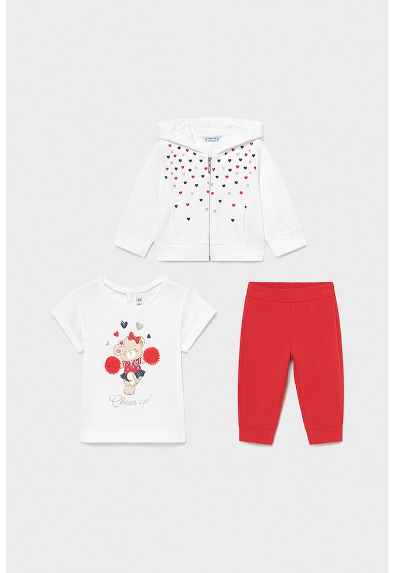 Set de hanorac cu fermoar - tricou si pantaloni sport - 3 piese imagine fashiondays.ro 2021