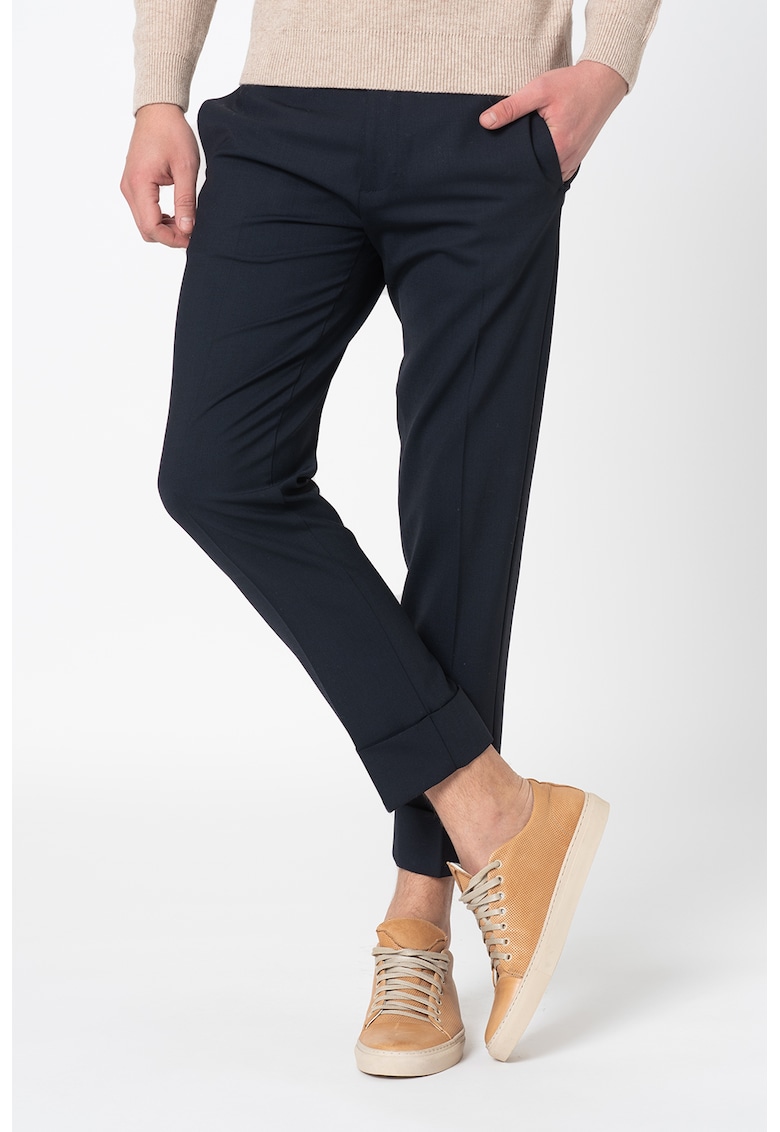 Pantaloni slim fit din amestec de lana