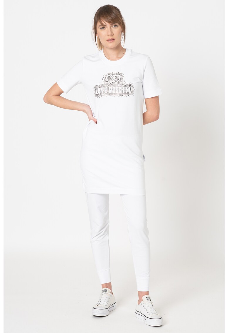 Rochie tip tricou cu logo si strasuri