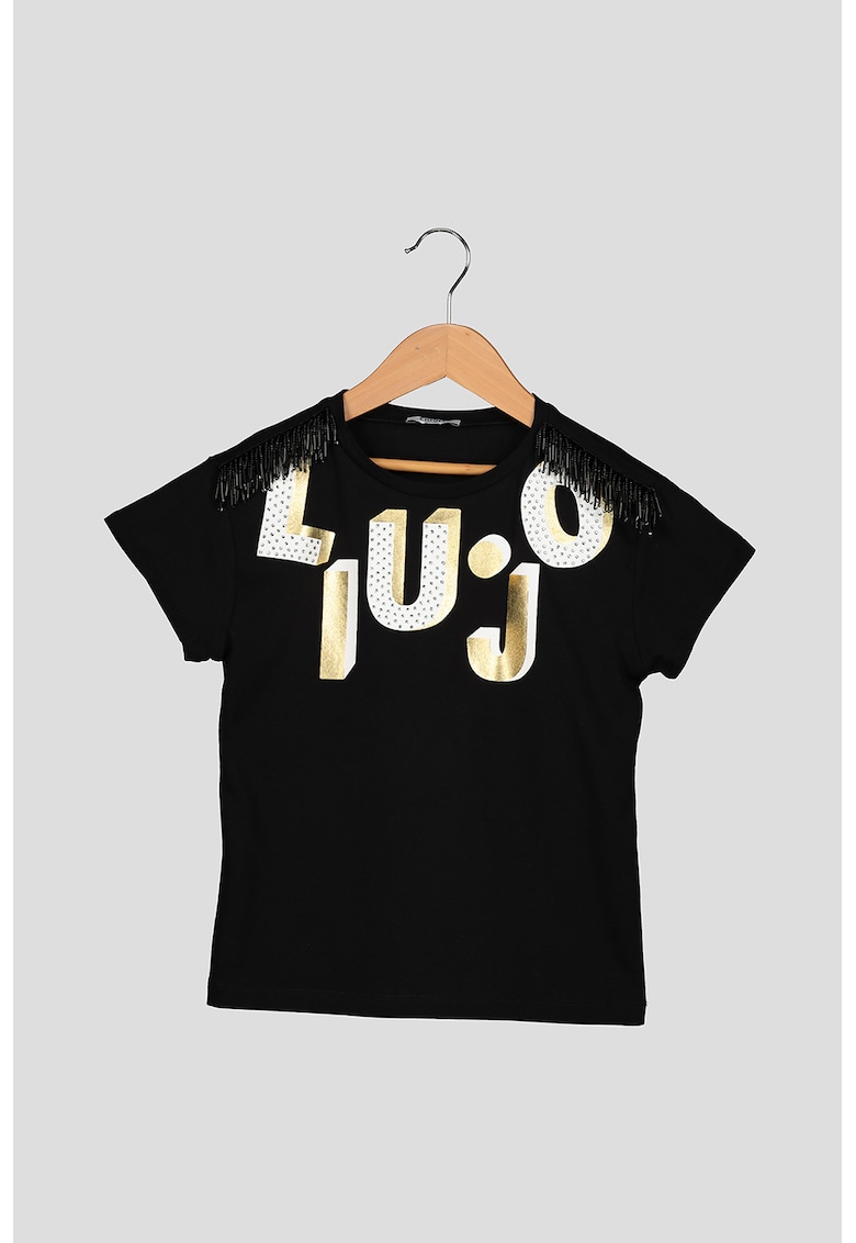 Tricou cu imprimeu logo metalizat Liu Jo imagine Black Friday 2021