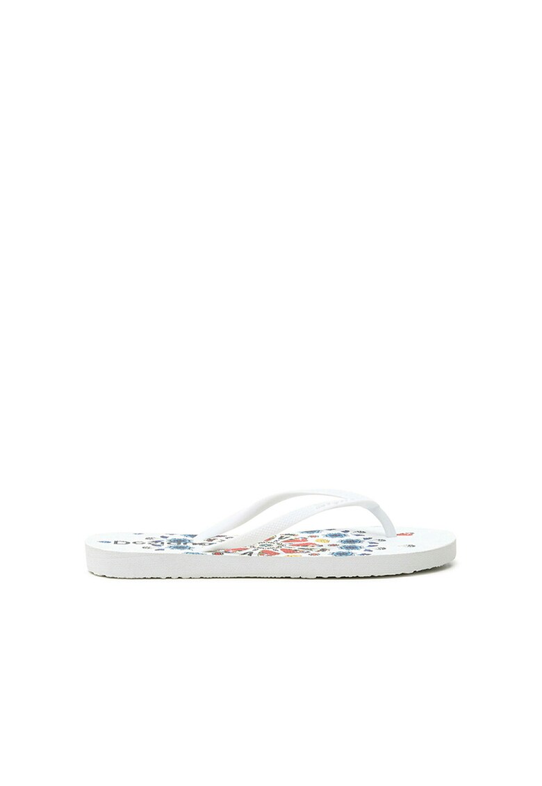 Papuci flip-flop cu mandale cu model floral Desigual