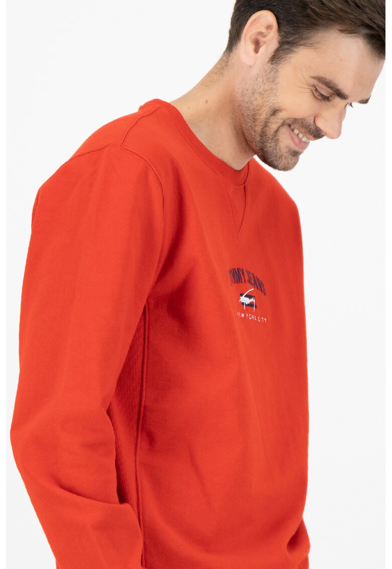 Bluza sport de bumbac organic cu decolteu la baza gatului – cu logo fashiondays.ro imagine 2022 reducere