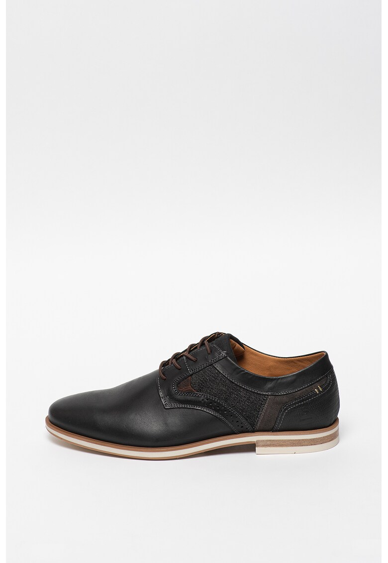 Pantofi din piele cu insertii din material textil