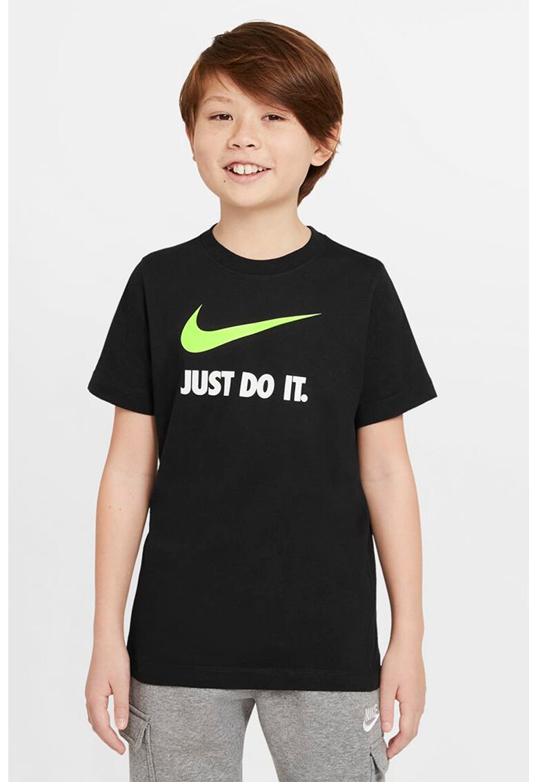 Tricou cu decolteu la baza gatului si imprimeu Swoosh