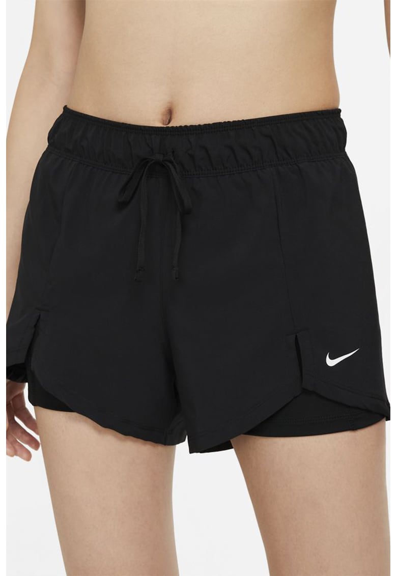 Pantaloni scurti 2-in1 pentru fitness Flex Essential - Alb/Negru
