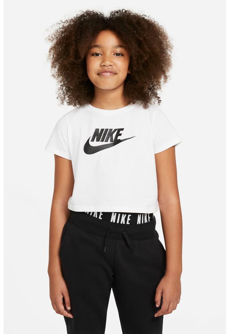Nike Tricou crop de bumbac cu imprimeu logo