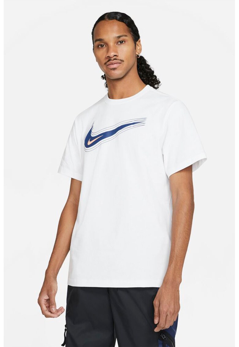 Tricou cu decolteu la baza gatului si imprimeu logo Swoosh