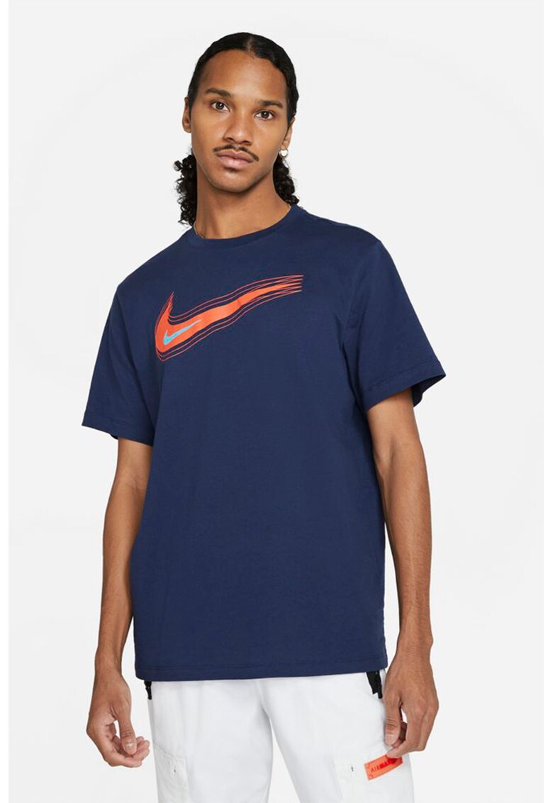 Tricou cu decolteu la baza gatului si imprimeu logo Swoosh