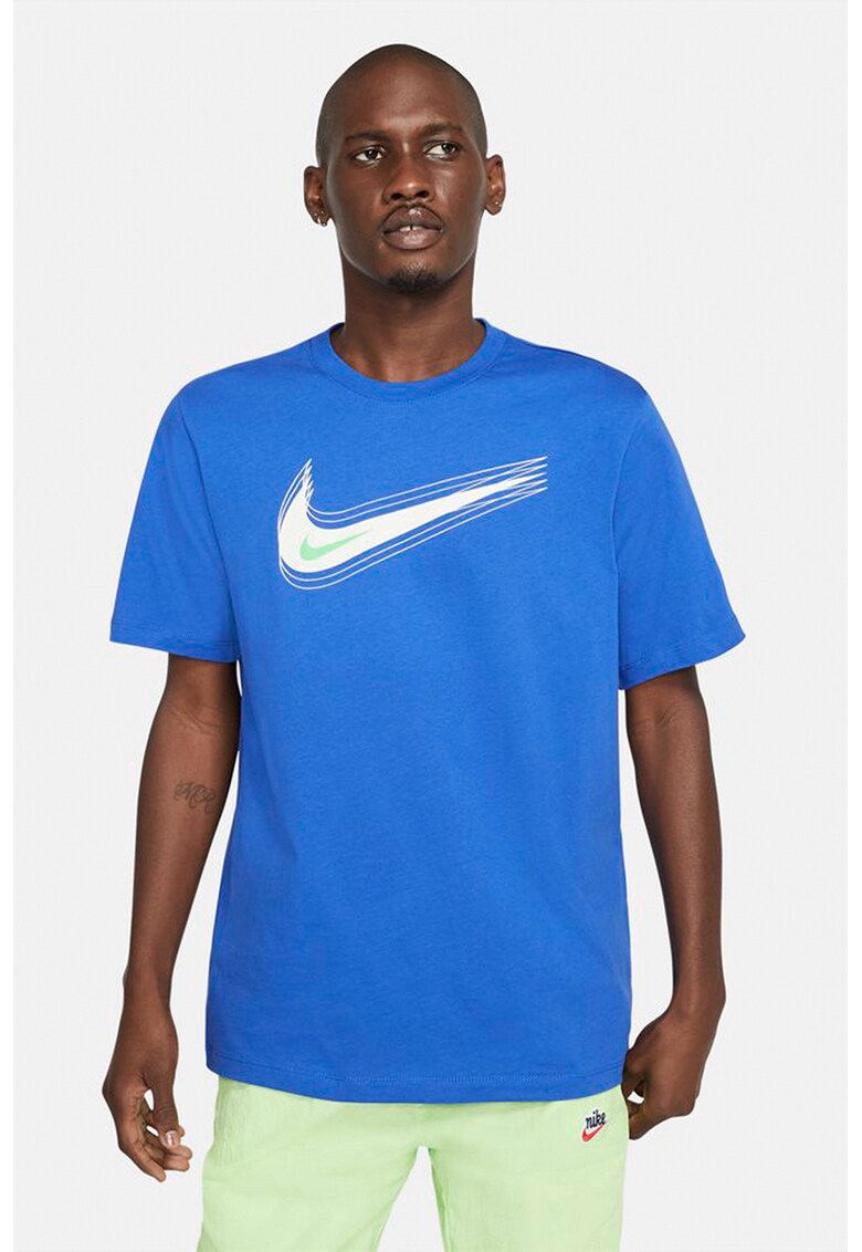 Tricou cu decolteu la baza gatului si imprimeu logo Swoosh