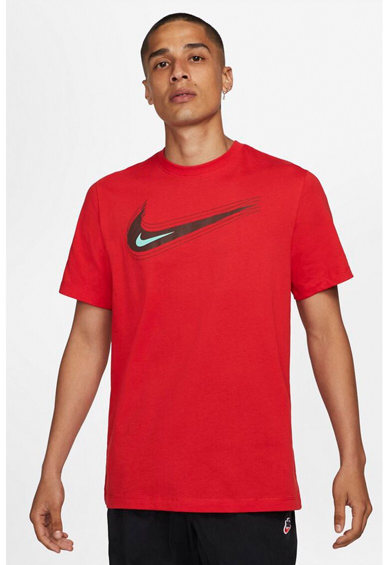 Tricou cu decolteu la baza gatului si imprimeu logo Swoosh