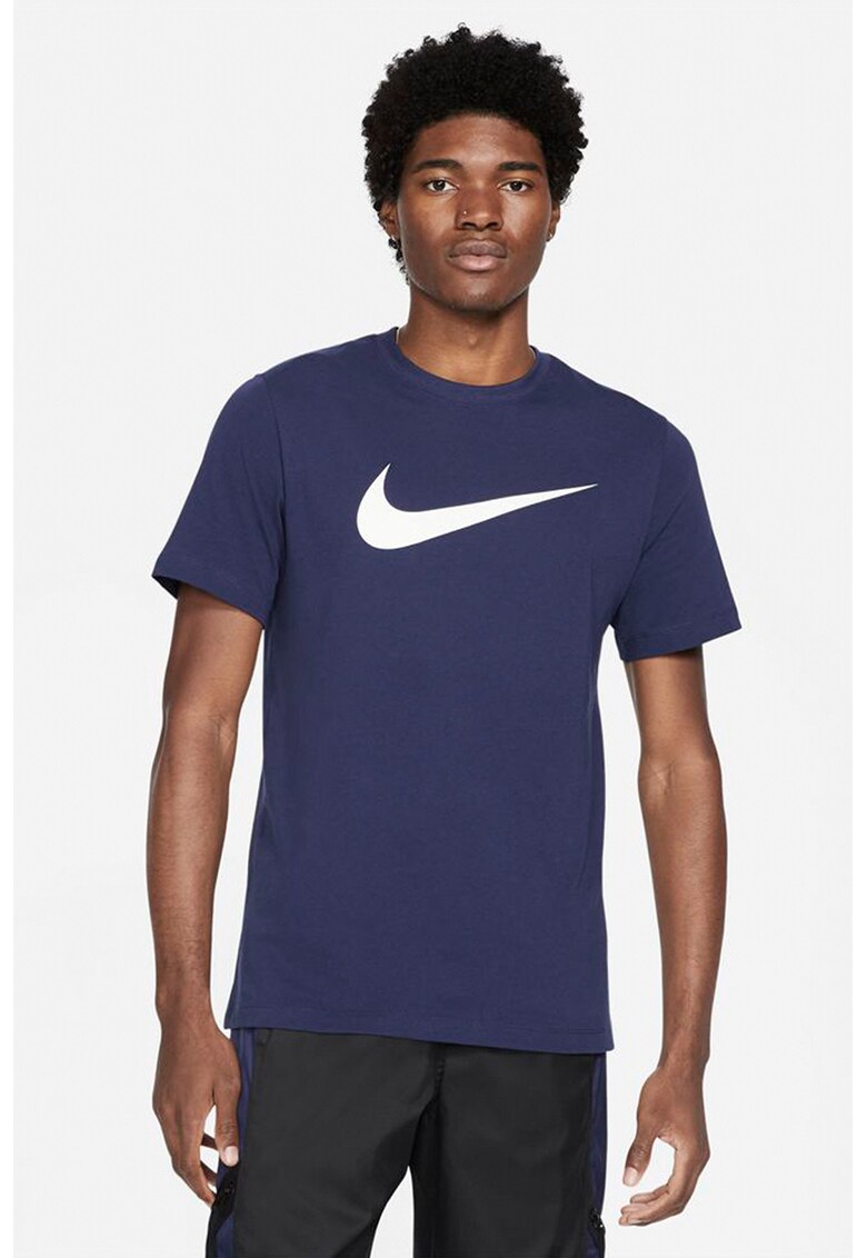 Tricou cu imprimeu si decolteu la baza gatului Swoosh