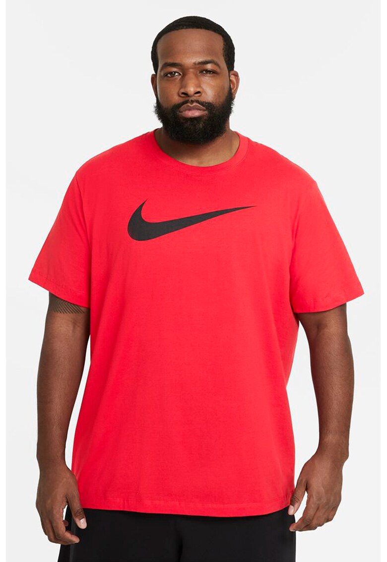 Tricou cu imprimeu si decolteu la baza gatului Swoosh