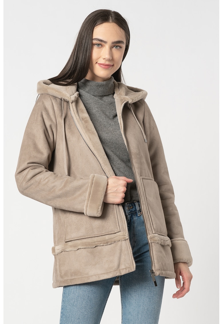 Jacheta din piele sintetica de oaie fashiondays.ro imagine reduss.ro 2022