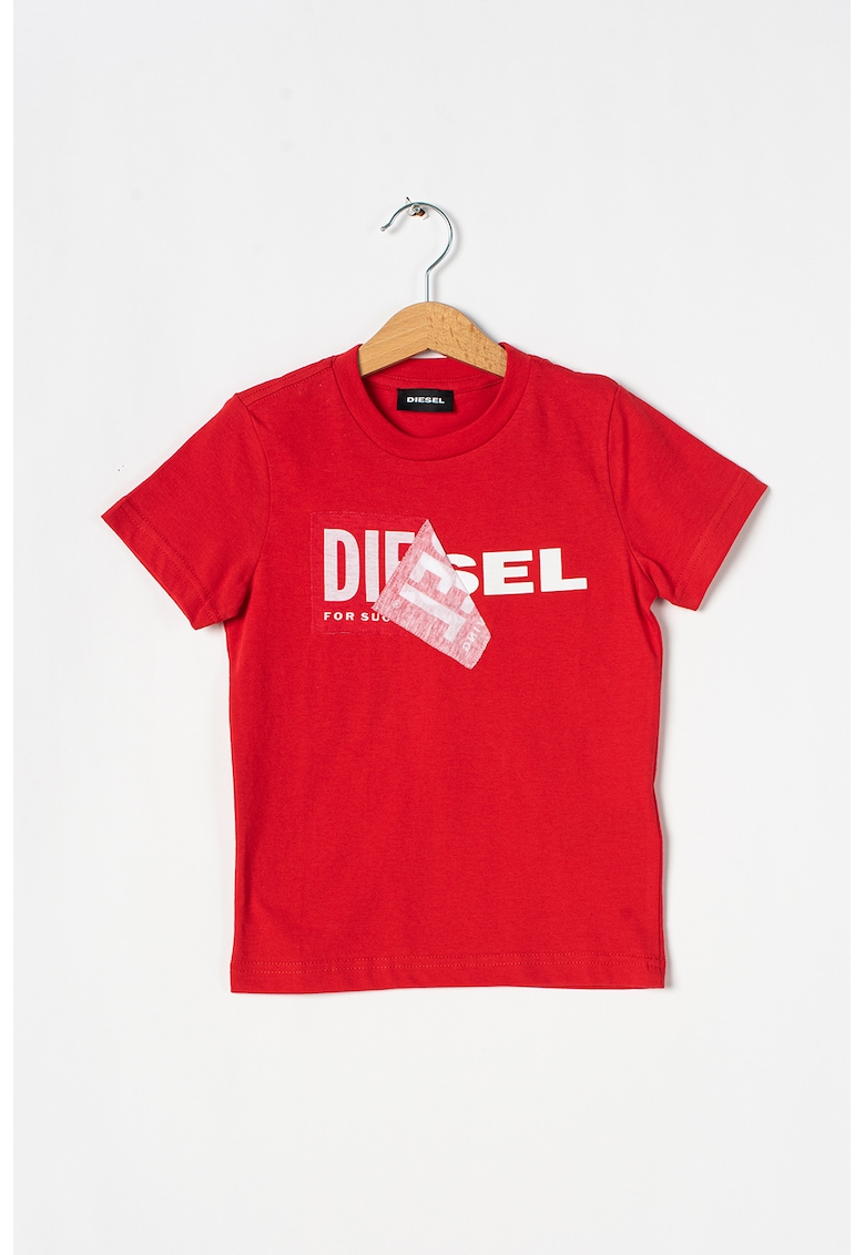 Tricou cu imprimeu logo si decolteu la baza gatului Diego